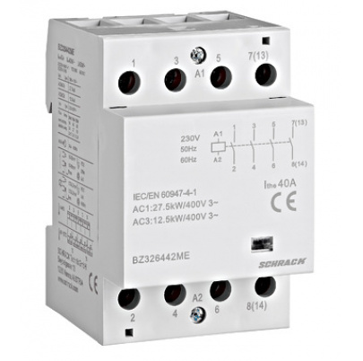 Inštalačný stýkač 40A, 4 zapínacie, 230VAC, Amparo