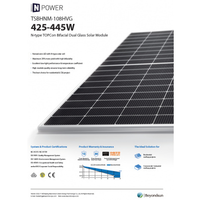 Paletový odber - Beyondsun TSNHNM-108HVG 440Wp (bifacial)