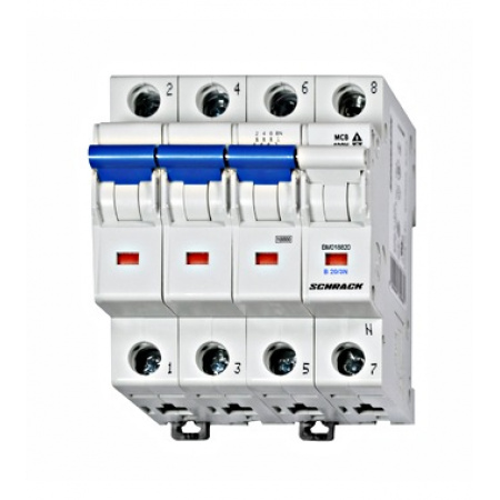 Istič B20/3N 10kA, charakteristika B, 20A, 3-pólový+N