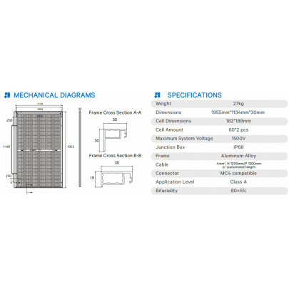 Paletový odber - Fotovoltický panel LEAPTON 500Wp bifacial (full black)