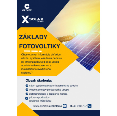 29.07.2025 Prešov - Základy fotovoltiky a ONGRID meniče